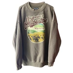State of Mine Yellowstone Park Wyoming Green/Brown Crewneck Sweatshirt Size XL